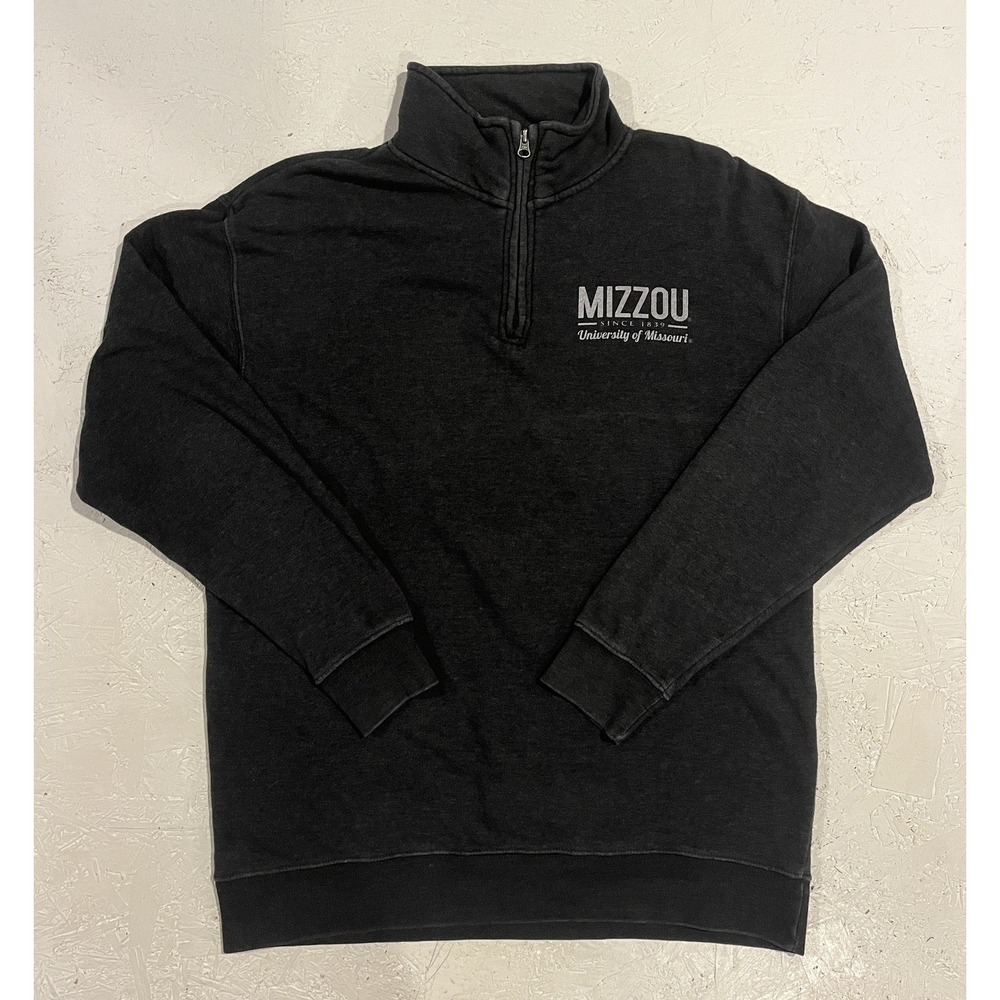 Vintage Mizzou Missouri Tigers Quarter Zip Pullover Mens Large Gray Football